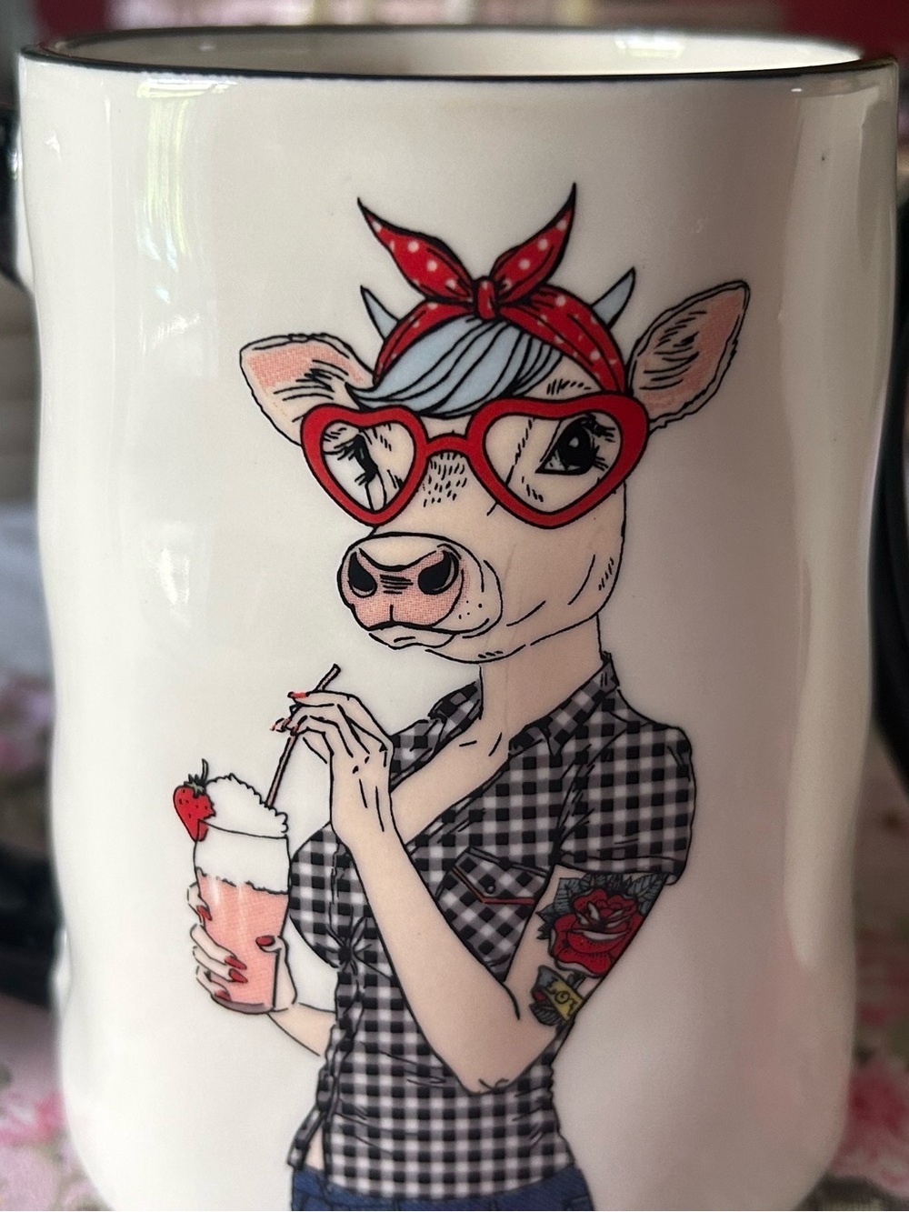 Signature Housewares Hipster Animal Cow Stoneware Coffee Mug
